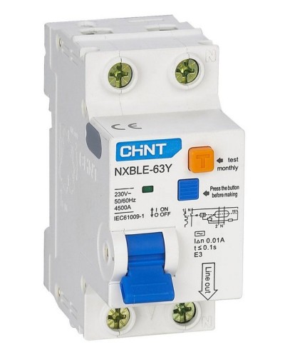 NXBLE-63Y (R) 1п+N C 6А 30мА электронный тип AC 4.5кА CHINT (105540). Автоматический выключатель дифференциального тока. CHINT во Владимире