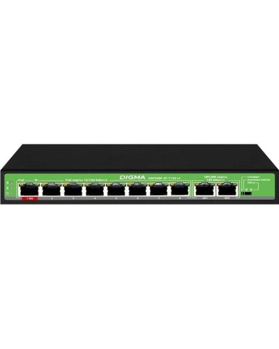 DSP208F-2F-T120 DSP208F-2F-T120 V1 (L2) 10х100Мбит/с 8PoE 8PoE+ 120W. Коммутатор с питанием по PoE. Digma во Владимире