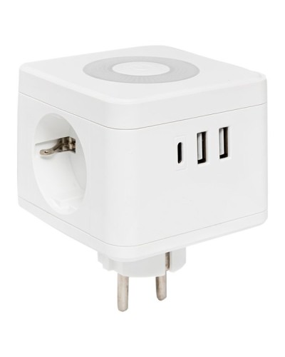 Тройник Куб 2 гнезда 2USB 2,4А+Type C + Ночник. Тройник Куб. EKF во Владимире