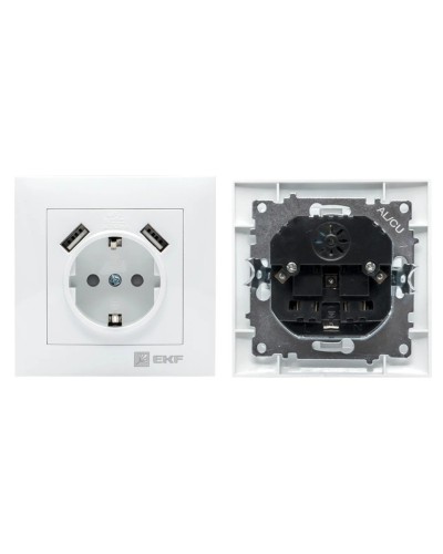 Валенсия розетка 1-местная с/з 16А (EWR16-028-10-2USB). Розетка 1-местная с/з 16А. EKF во Владимире