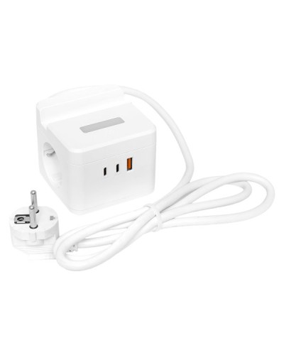Удлинитель Куб 2 гнезда USB + 2Type C с быстрой зарядкой, подставкой под телефон и ночником 1,3 метра 1мм2. Удлинитель Куб. EKF во Владимире