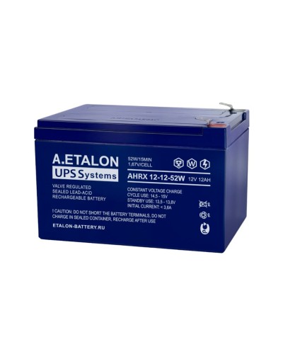 A.ETALON AHRX 12-12-52W. Аккумулятор герметичный свинцово-кислотный. ETALON во Владимире