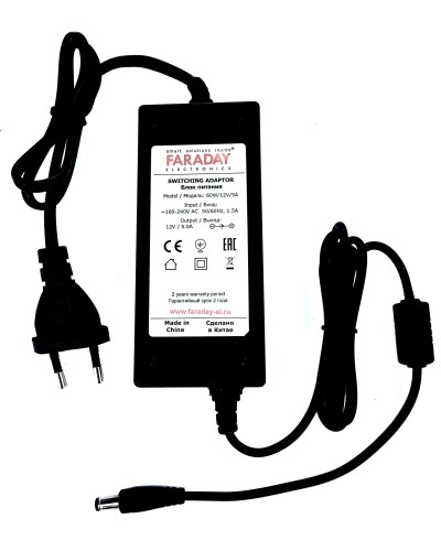60W/12V/5A. Импульсный блок питания в пластиковом корпусе. FARADAY во Владимире