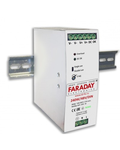 240W/48V/DIN. Блок питания. FARADAY во Владимире