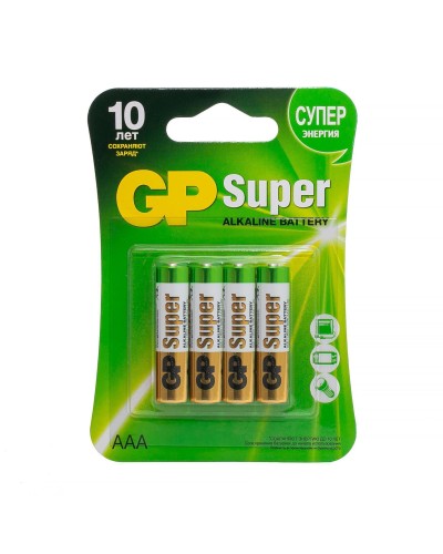 GP Super Alkaline 24A AAA (GP 24A-2CR4), упак. 4 шт. БЛИСТЕР. Алкалиновые батарейки. GP Batteries во Владимире