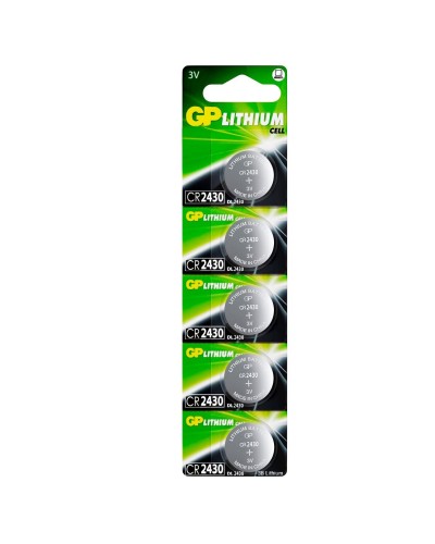 GP Lithium CR2430 (GP CR2430-2C5 100/1000), упак. 5 шт. БЛИСТЕР. Литиевые дисковые батарейки. GP Batteries во Владимире
