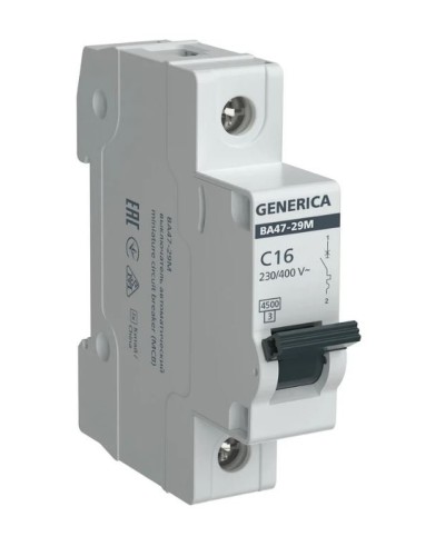 GENERICA ВА47-29М 1P C 16А 4,5кА (MVA21-1-016-C-G). Автоматический выключатель. IEK во Владимире