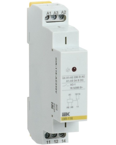Реле промежуточное модульное OIR 1 контакт 16А 230В AC (OIR-116-AC230V). Реле промежуточное модульное. IEK во Владимире