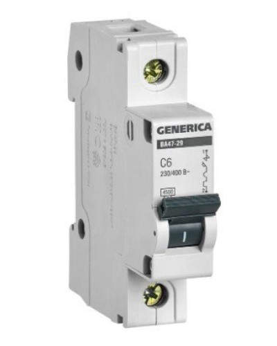 GENERICA ВА47-29 1P C 6А 4,5кА (MVA25-1-006-C). Автоматический выключатель. IEK во Владимире