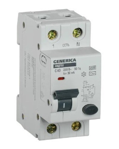 GENERICA АВДТ 32 C40 2Р 30мА (MAD25-5-040-C-30). Автоматический выключатель дифференциального тока. IEK во Владимире