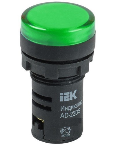 Лампа AD22DS (LED) матрица D22мм зеленый 12В AC/DC (BLS10-ADDS-012-K06). Светосигнальный индикатор. IEK во Владимире