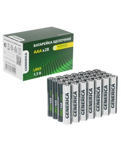 Батарейка Alkaline LR03/AAA GENERICA (28 шт) (ABT-LR03-ST-B28-G). Батарейка щелочная. IEK во Владимире
