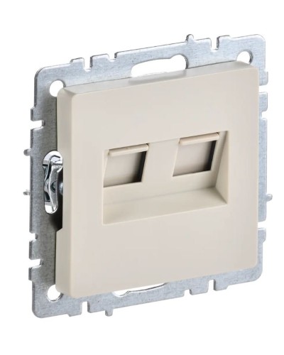 Розетка RJ45 РК10-2-БрКр кат.5E, бежевый BRITE (BR-K20-1-K10). Розетка компьютерная двойная. IEK во Владимире