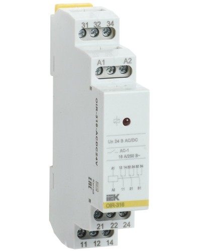 Реле промежуточное модульное OIR 3 контакта 16А 24В AC/DC (OIR-316-ACDC24V). Реле промежуточное модульное. IEK во Владимире
