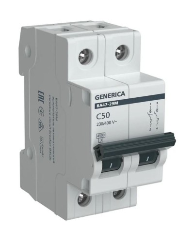 GENERICA ВА47-29М 2P C 50А 4,5кА (MVA21-2-050-C-G). Автоматический выключатель. IEK во Владимире