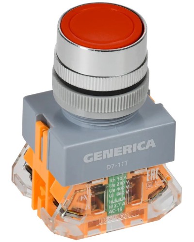 Кнопка D7-11T d=22мм красная GENERICA (BBT50-11T-3-21-K04-G). Кнопка управления с фиксацией. IEK во Владимире