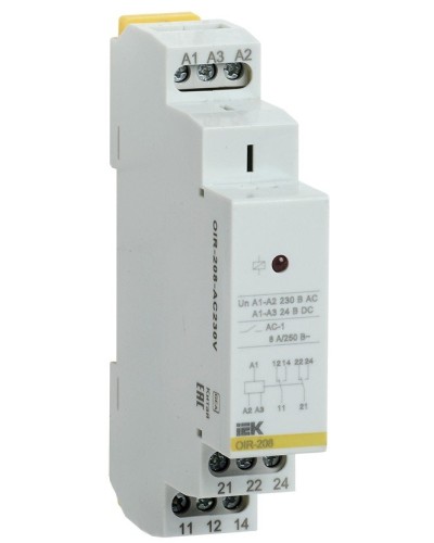 Реле промежуточное модульное OIR 2 контакта 8А 230В AC (OIR-208-AC230V). Реле промежуточное модульное. IEK во Владимире