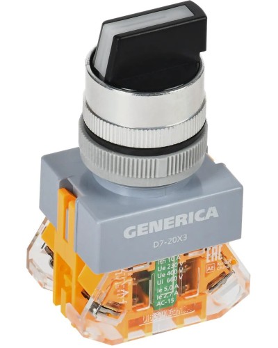 Переключатель D7-20X3 на 3 положения черный GENERICA (BSW50-20X3-3-21-3-K02-G). Переключатель. IEK во Владимире