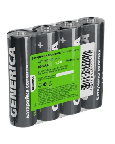 Батарейка солевая R06/AA GENERICA (4 шт) (ABT-R06-ST-L04-G). Батарейка солевая. IEK во Владимире
