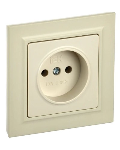 Розетка без з/к в сборе РСР10-1-0-БрКр бежевый BRITE (BR-R10-10-K10-F). Розетка без заземления без защитных шторок. IEK во Владимире