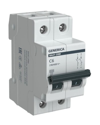 GENERICA ВА47-29М 2P C 6А 4,5кА (MVA21-2-006-C-G). Автоматический выключатель. IEK во Владимире