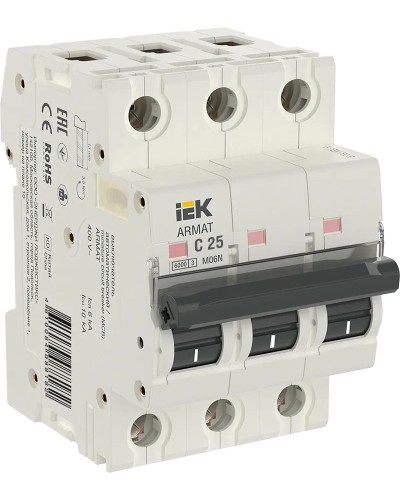 M06N 3P C 25А 6кА ARMAT (AR-M06N-3-C025). Автоматический выключатель. IEK во Владимире