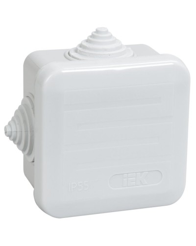Коробка распаячная КМ41236 70х70х40 открытой проводки IP44 4 гермоввода серая (UKOZ11-070-070-040-K41-44). Коробка распаячная безгалогенная (HF) с защелкивающейся крышкой. IEK во Владимире