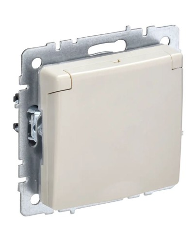 Розетка с з/к РСбш10-3-БрКр бежевый BRITE (BR-R16-16-K10). Розетка с заземлением с защитными шторками и крышкой. IEK во Владимире