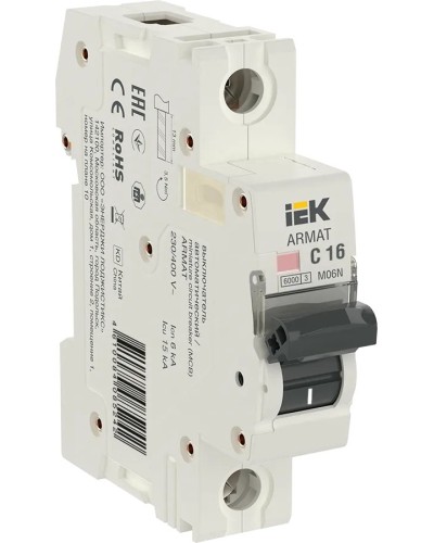 M06N 1P C 16А 6кА ARMAT (AR-M06N-1-C016). Автоматический выключатель. IEK во Владимире