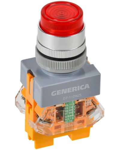 Кнопка D7-11DNZS d=22мм красная GENERICA (BBT50-11DNZS-3-11-K04-G). Кнопка управления с подсветкой и фиксацией. IEK во Владимире