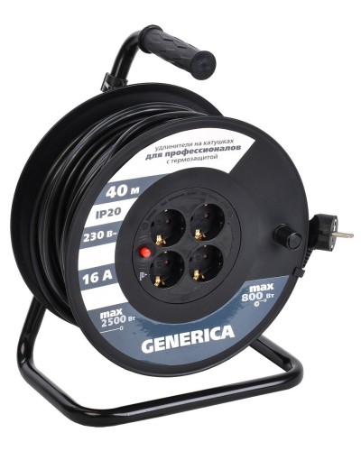 УК40 4 места 2P+PE, 40м GENERICA (WKP20-16-04-40-G). Удлинитель на катушке с термозащитой, 3х1,5кв.мм. IEK во Владимире