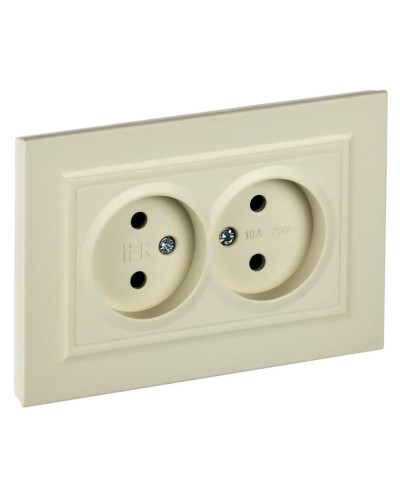 Розетка 2-местная без з/к РС12-2-БрКр бежевый BRITE (BR-R20-10-K10-F). Розетка без заземления без защитных шторок в сборе. IEK во Владимире