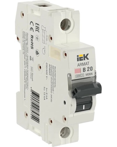 M06N 1P B 20А 6кА ARMAT (AR-M06N-1-B020). Автоматический выключатель. IEK во Владимире
