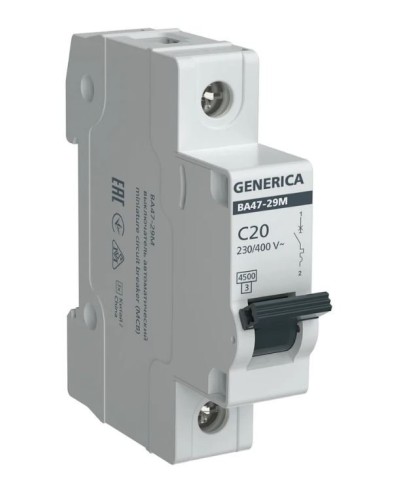 GENERICA ВА47-29М 1P C 20А 4,5кА (MVA21-1-020-C-G). Автоматический выключатель. IEK во Владимире