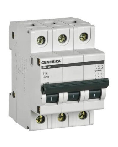GENERICA ВА47-29 3P C 6А 4,5кА (MVA25-3-006-C). Автоматический выключатель. IEK во Владимире