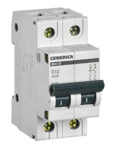 GENERICA ВА47-29 2P C 10А 4,5кА (MVA25-2-010-C). Автоматический выключатель. IEK во Владимире