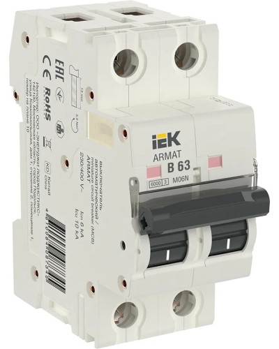 M06N 2P B 63А 6кА ARMAT (AR-M06N-2-B063). Автоматический выключатель. IEK во Владимире