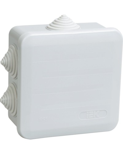 Коробка распаячная КМ41255 100х100х50 открытой проводки IP44 6 гермовводов серая (UKOZ11-100-100-050-K41-44). Коробка распаячная безгалогенная (HF) с защелкивающейся крышкой. IEK во Владимире
