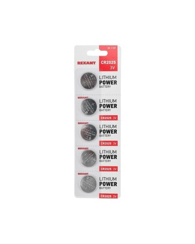 Литиевые батарейки CR2025 3 V 160 mAh (30-1107). Элемент питания. Rexant во Владимире
