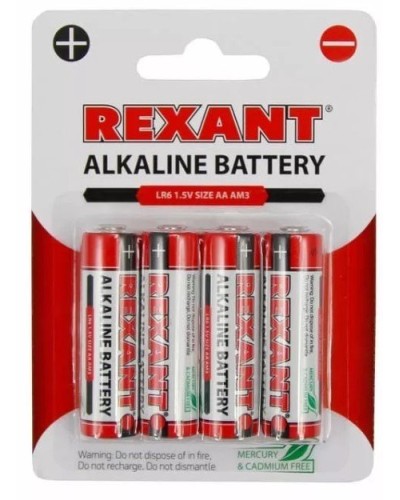 Алкалиновая батарейка AA/LR6 1,5 V 4 шт. блистер REXANT (30-1027). Элемент питания. Rexant во Владимире