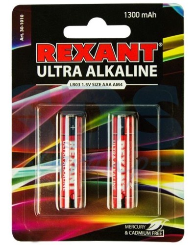 Ультра алкалиновая батарейка AAA/LR03 1,5 V 2 шт. блистер REXANT (30-1010). Элемент питания. Rexant во Владимире
