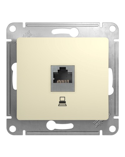 Glossa розетка RJ45 1-местная, кат. 5Е, скрытой установки, механизм, бежевый (GSL000281K). Розетка компьютерная. Systeme Electric во Владимире