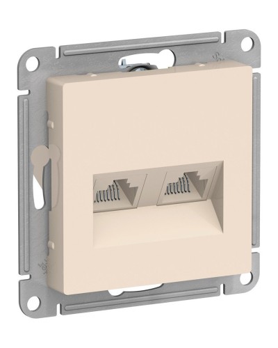 AtlasDesign розетка RJ45+RJ45, 2-местная, скрытой установки, механизм, бежевый (ATN000285). Розетка компьютерная. Systeme Electric во Владимире