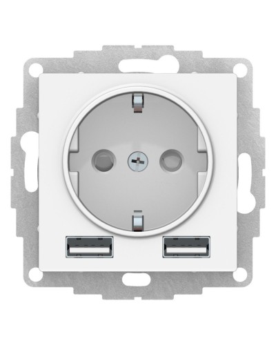 AtlasDesign розетка 1-местная с 2 USB A+A, скрытой установки, механизм, белый (ATN000130). Розетка с USB. Systeme Electric во Владимире
