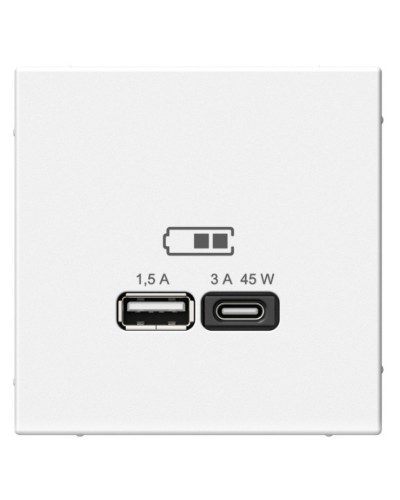 ArtGallery розетка USB тип-A+C 45Вт, скрытой установки, механизм, белый (GAL000129). Розетка USB. Systeme Electric во Владимире
