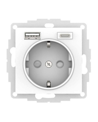 AtlasDesign розетка 1-местная с 2 USB A+C, скрытой установки, механизм, белый (ATN000132). Розетка с USB. Systeme Electric во Владимире