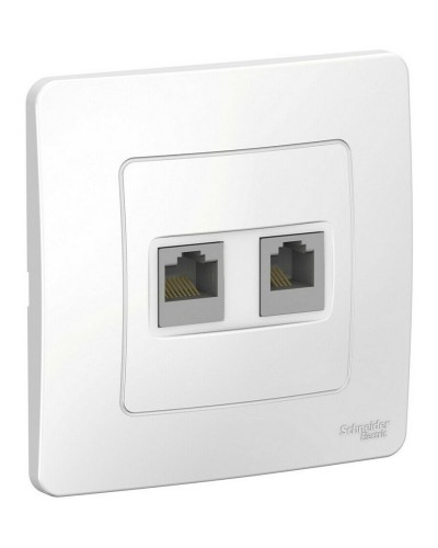 BLANCA розетка RJ45+RJ11 2-местная, кат. 5Е, скрытой установки, белый (BLNIS045111). Розетка компьютерная + телефонная. Systeme Electric во Владимире