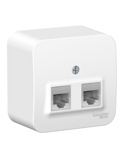 BLANCA розетка RJ11+RJ45, 2-местная, кат. 5Е, открытой установки, белый (BLNIA045111). Розетка компьютерная + телефонная с изолированной пластиной. Systeme Electric во Владимире