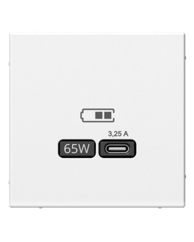 ArtGallery розетка USB тип-С 65Вт высокоскоростной заряд. QC, PD, скрытой установки, механизм, белый (GAL000127). Розетка USB. Systeme Electric во Владимире
