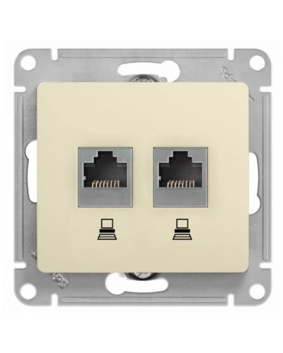 Glossa розетка RJ11+RJ45, 2-местная, кат. 5Е, скрытой установки, механизм, бежевый (GSL000285). Розетка компьютерная + телефонная. Systeme Electric во Владимире